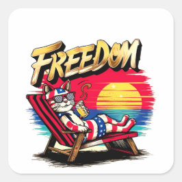 Adesivo Quadrado Celebrating US Independence Day