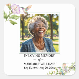 Adesivo Quadrado Celebration Of Life Hummingbirds Floral 