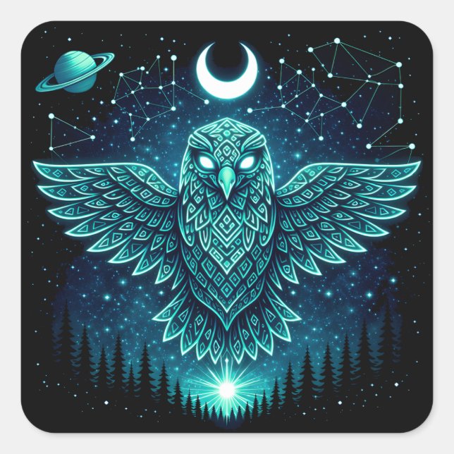 Adesivo Quadrado Celestial Eagle – Stellar Freedom Wildlife Galaxy  (Frente)