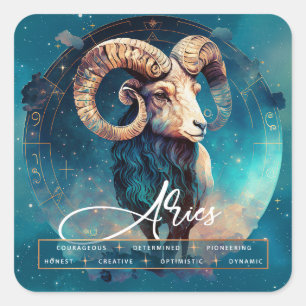Adesivo Quadrado Celestial Galaxy Aries Fantasy Zodiac Eetal