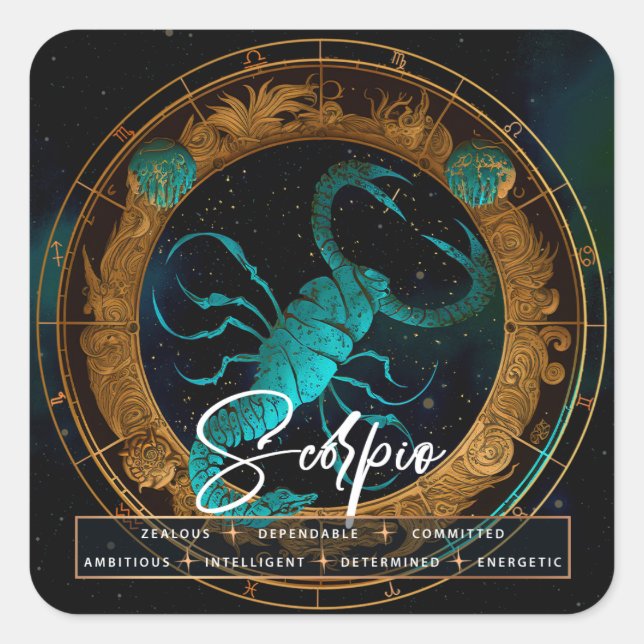 Adesivo Quadrado Celestial Galaxy Scorpio Fantasy Eetal Zodiac (Frente)