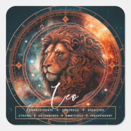 Adesivo Quadrado Celestial Leo Lion Fantasy Black Eetal Zodiac