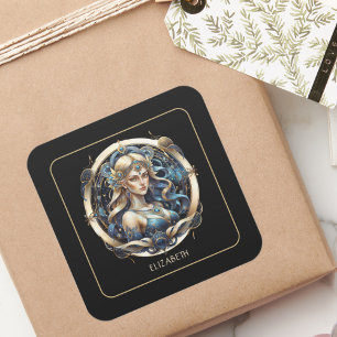 Adesivo Quadrado Celestial Maiden Modern Script Zodiac Símbolo Virg