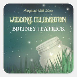 Adesivo Quadrado Celestial Mason Jar Firefly Casamento Favorece Sea