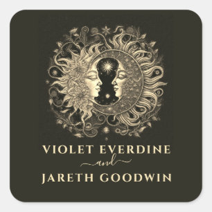 Adesivo Quadrado Celestial Sun Moon Wedding