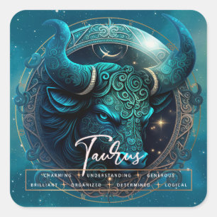 Adesivo Quadrado Celestial Taurus Fantasy