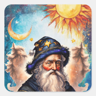 Adesivo Quadrado Celestial Wizard Sun e Lua