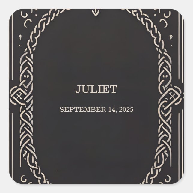 Adesivo Quadrado Celta Nórdico Diversão Medieval Cópia de um Pergam (Frente)