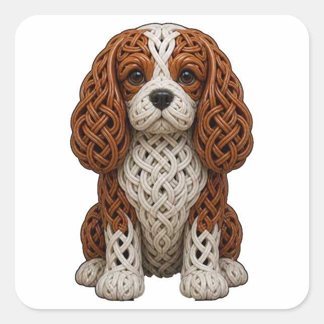 Adesivo Quadrado Celtic Knot Blenheim Cavapoo (Frente)