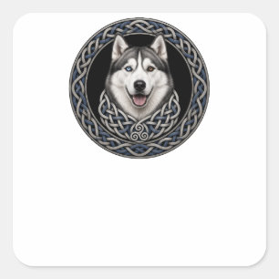 Adesivo Quadrado Celtic Knot Husky Siberiano