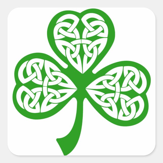 Adesivo Quadrado Celtic Knot Shamrock (Frente)