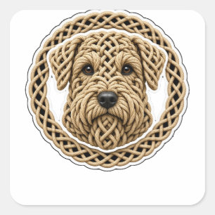 Adesivo Quadrado Celtic Knot Wheaten Terrier