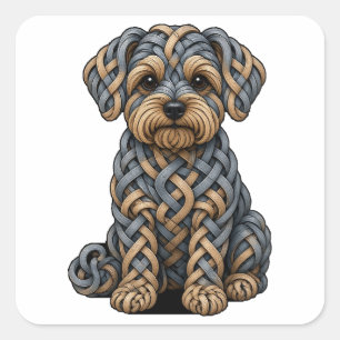 Adesivo Quadrado Celtic Knot Yorkiepoo