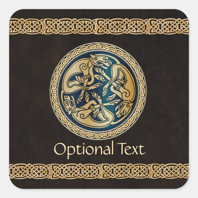 Adesivo Quadrado Celtic Wolf Knotwork Triad (Frente)