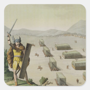 Adesivo Quadrado Celts antigos ou Gauls na batalha, c.1800-18