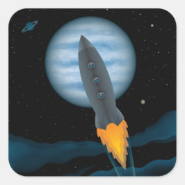 Adesivo Quadrado Cena da Nave Espacial Cósmica