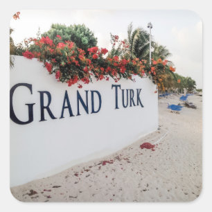 Adesivo Quadrado Cena da Praia Grand Turk