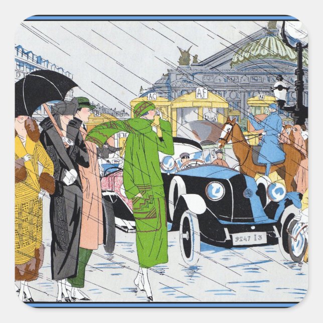 Adesivo Quadrado Cena da Rua Art Deco (Frente)