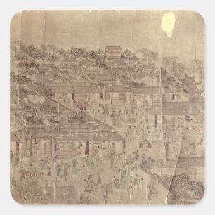 Adesivo Quadrado Cena da rua, chinês, dinastia de Ming
