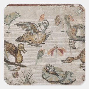 Adesivo Quadrado Cena das aves aquáticas no Nile, casa do Faun