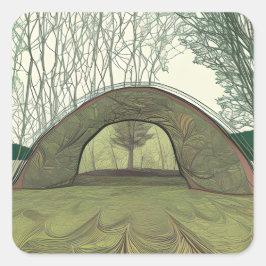Adesivo Quadrado Cena de acampamento calma e pacífica 