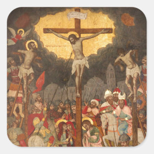 Adesivo Quadrado Cena de Crucificação 1711