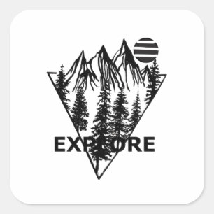 Adesivo Quadrado Cena de floresta de pinheiros minimalista