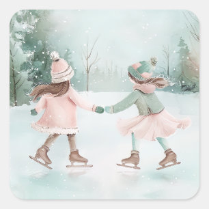 Adesivo Quadrado Cena de Inverno - Nascença das Meninas e Rosa