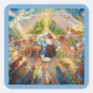 Adesivo Quadrado Cena de Natal Santa Família