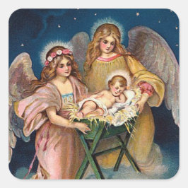 Adesivo Quadrado Cena de Natividade "Anjos de Natal"