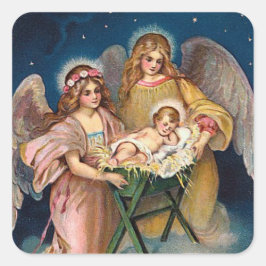 Adesivo Quadrado Cena de Natividade "Anjos de Natal"