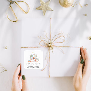 Adesivo Quadrado Cena de Natividade Minimalista Nome Lírico de Tr