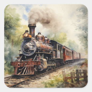 Adesivo Quadrado Cena de paisagem com um trem vitoriano
