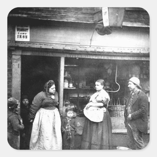 Adesivo Quadrado Cena de rua em Victorian London (Frente)