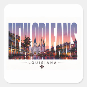 Adesivo Quadrado Cena de viagem do bairro francês de Nova Orleans L