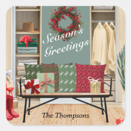 Adesivo Quadrado Cena do Mudroom de feliz