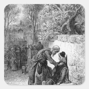 Adesivo Quadrado Cena "do Rime do navegador antigo",