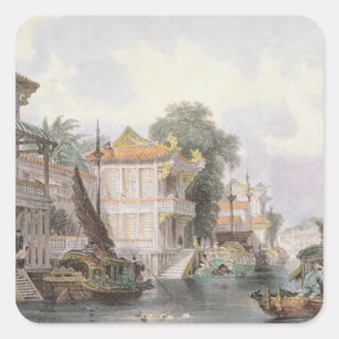 Adesivo Quadrado Cena no canal de Horan perto do cantão, c.1850
