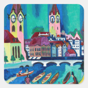 Adesivo Quadrado Cenário urbano de Zurique Kirchner Arte expression