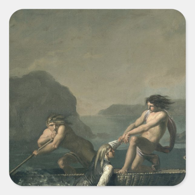 Adesivo Quadrado Cenas da "Viagem Subterrânea de Niels Klim" (Frente)