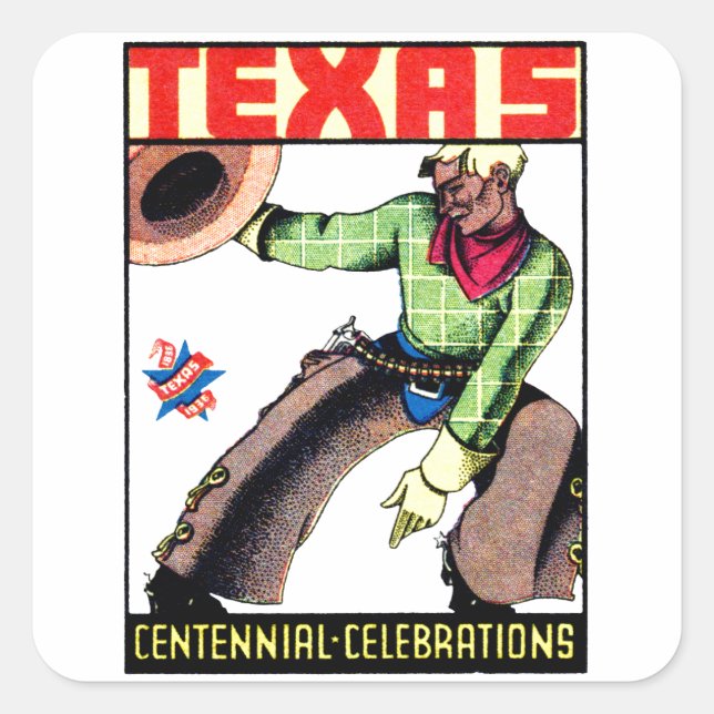 Adesivo Quadrado Centenal do Texas 1936 (Frente)