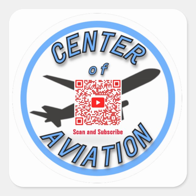 Adesivo Quadrado Center of Aviation Stickers - Canal do YouTube (Frente)