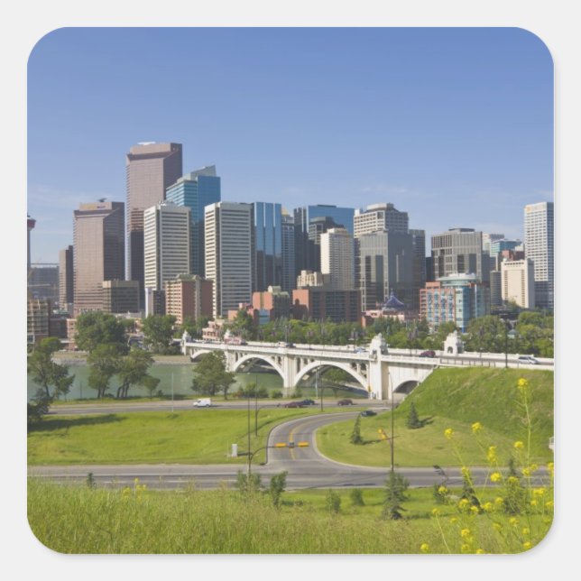 Adesivo Quadrado Center Rua Bridge and Centro Calgary, Alberta (Frente)