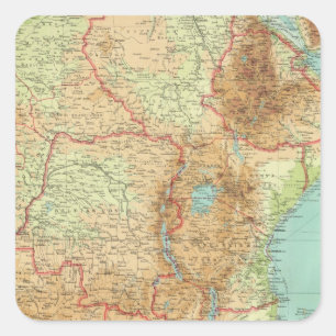Adesivo Quadrado Central & África meridional com rotas de