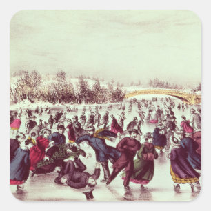 Adesivo Quadrado Central Park, inverno: O carnaval de patinagem