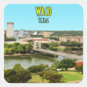 Adesivo Quadrado Centro do Rio Waco Texas Brazos Vintage