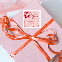 Adesivo Quadrado Cereja Vermelha e Rosa no Topo Chá de Bebê de Cere