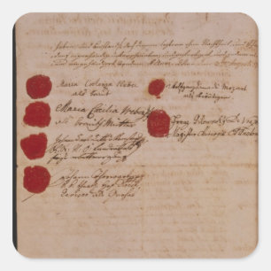 Adesivo Quadrado Certificado de casamento de Wolfgang, de Mozart e