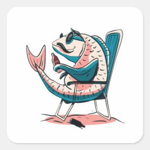 Adesivo Quadrado Cerveja de peixe-carpa