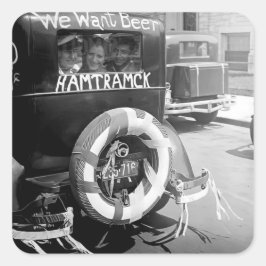 Adesivo Quadrado Cerveja De Proibição Vintage, Queremos Cerveja, Hi